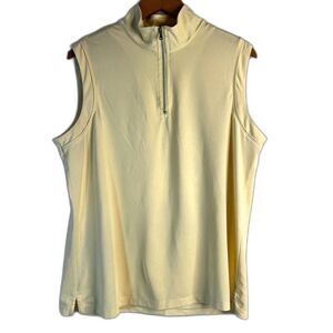 Coral Bay Golf Yellow Sleeveless Mock Neck 1/4 Zip Tank Blouse Size Large